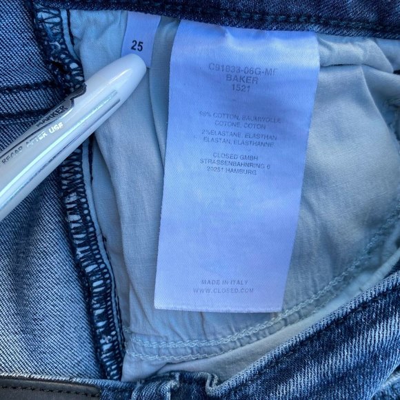 ANTHROPOLOGIE CLOSED SIZE 25 X 26 MADE IN ITALY SLIM FIT DARK WASH BAKER JEANS - Picture 5 of 9